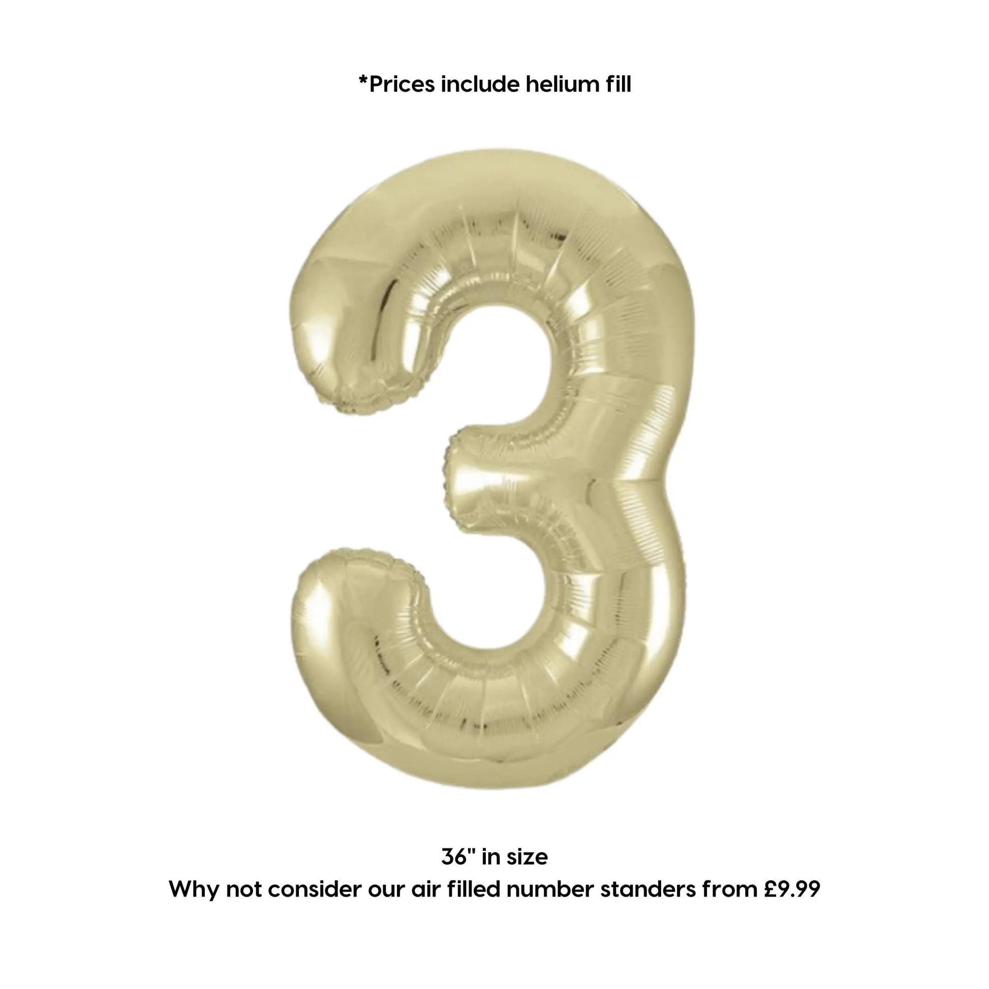 Large White Gold Foil Number Balloons