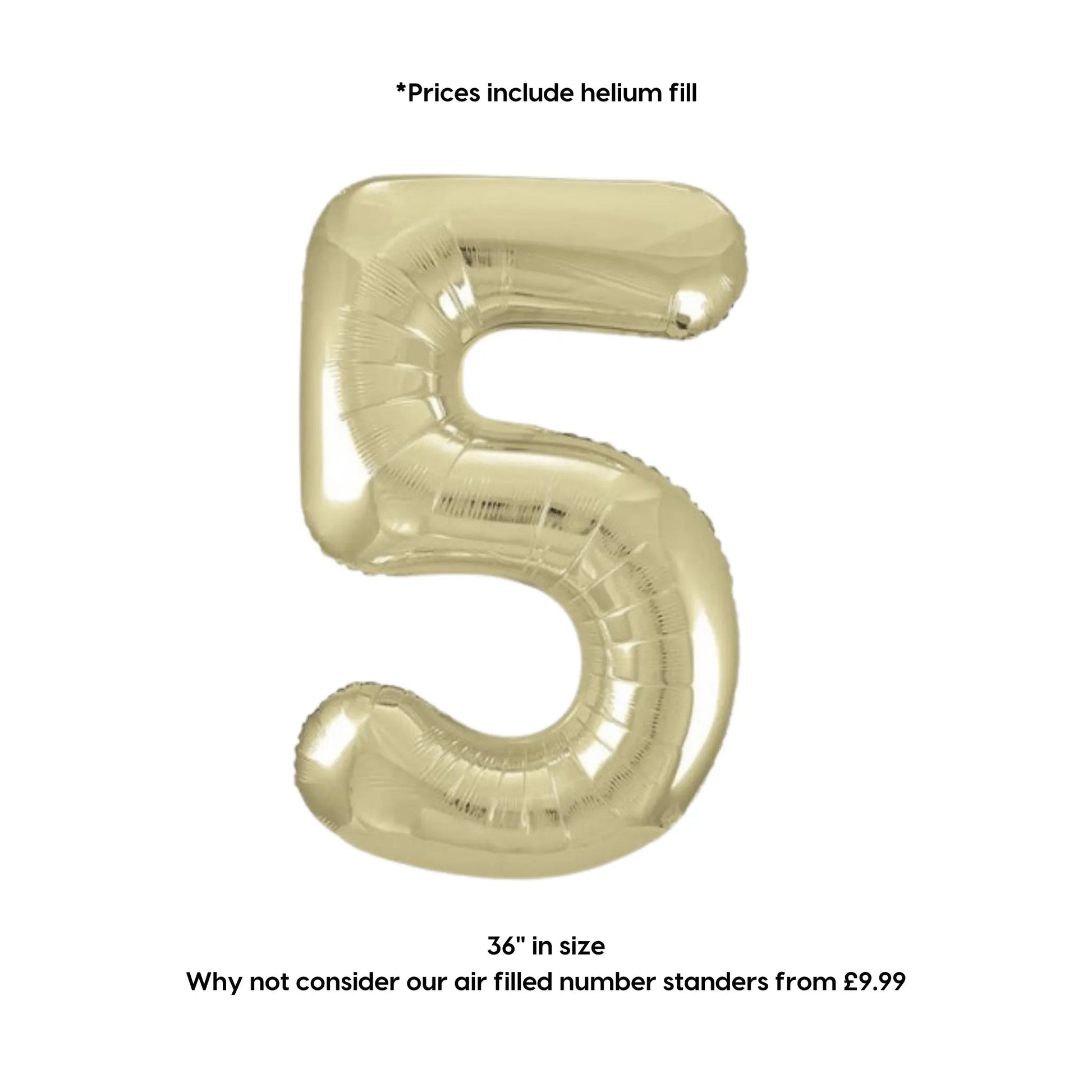 Large White Gold Foil Number Balloons