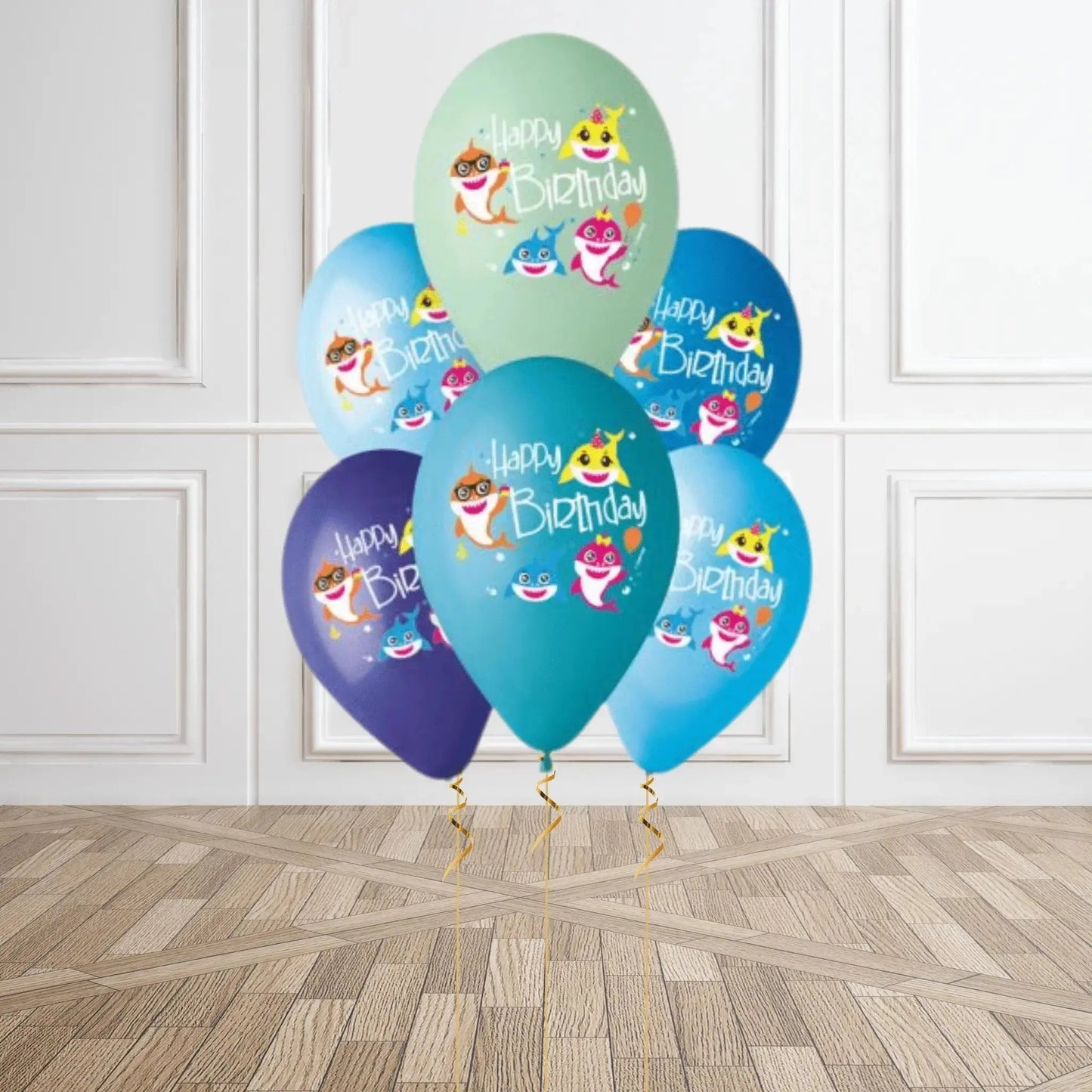 Latex Balloon Bouquet - Baby Shark, Pack of 6 | The Party Hut