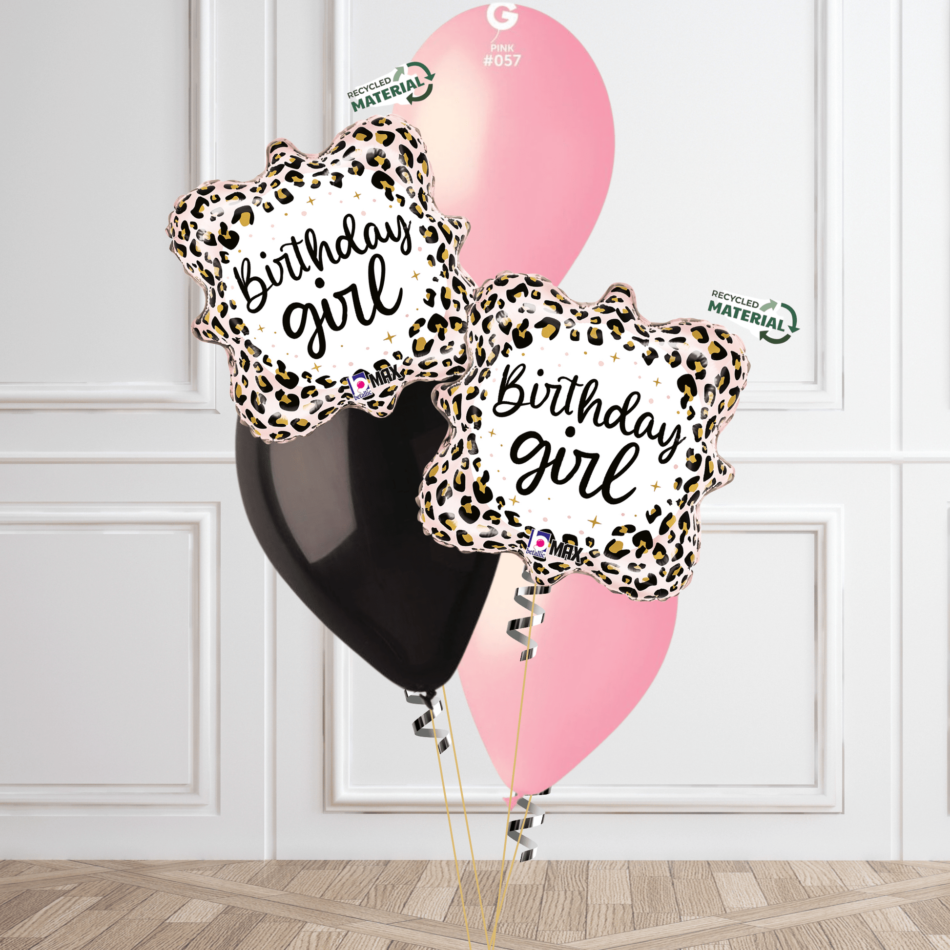 Leopard Print "Birthday Girl" Balloon Bouquet - Eco-Friendly Glam