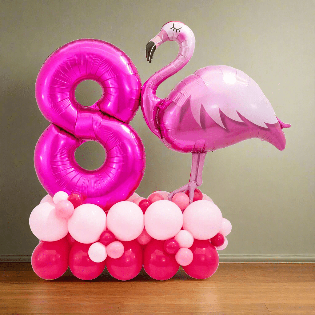 Luxury Flamingo Number Stander Balloon | The Party Hut