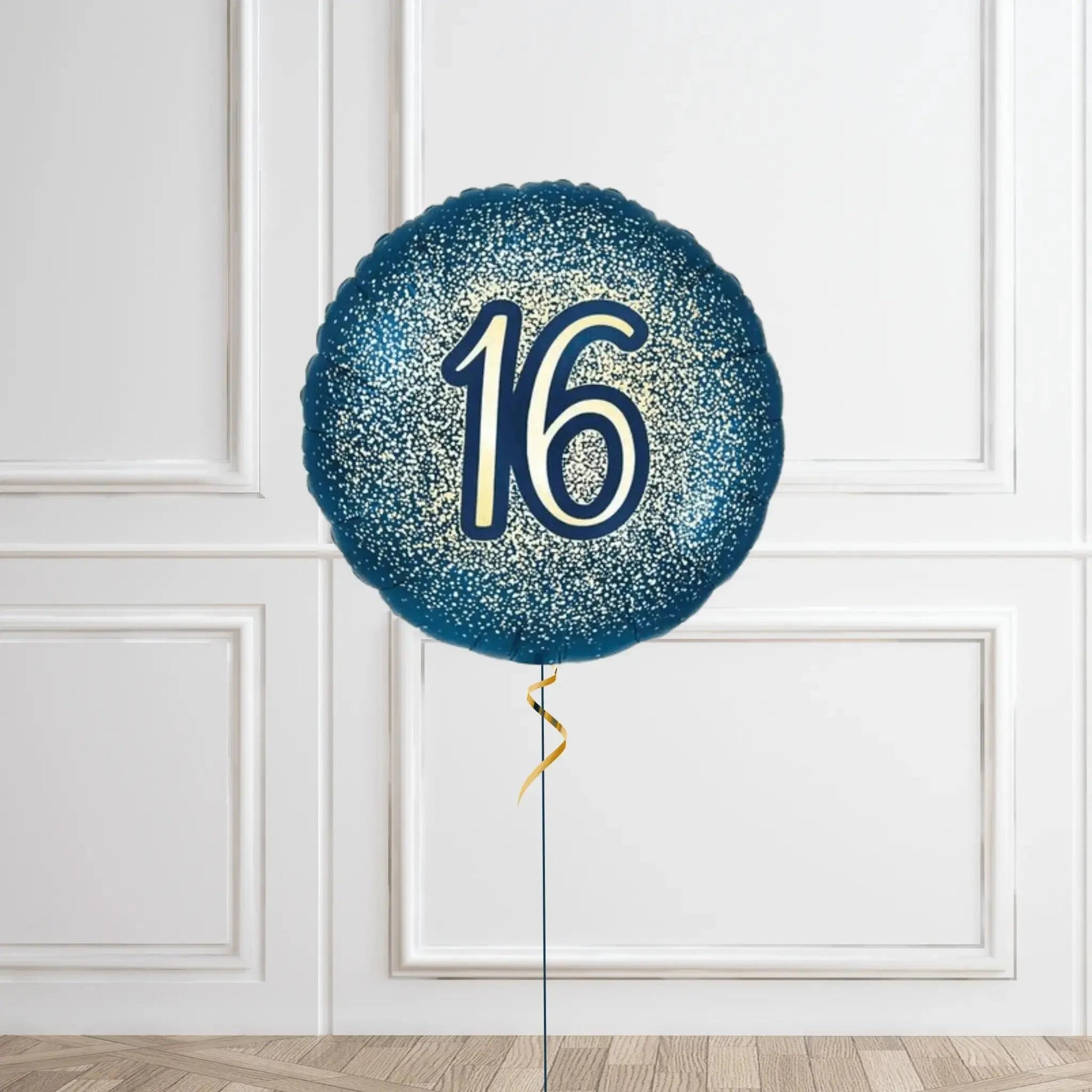 Luxury Navy and Gold 16th Birthday Balloon Bouquet – Glitter Design