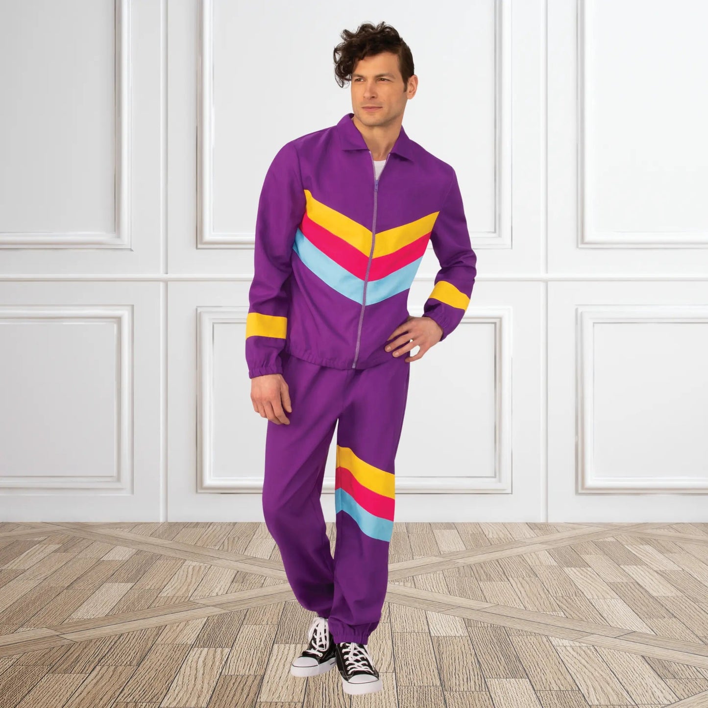 Men's 1980s Shell Suit Costume – Retro Tracksuit Ensemble | The Party Hut