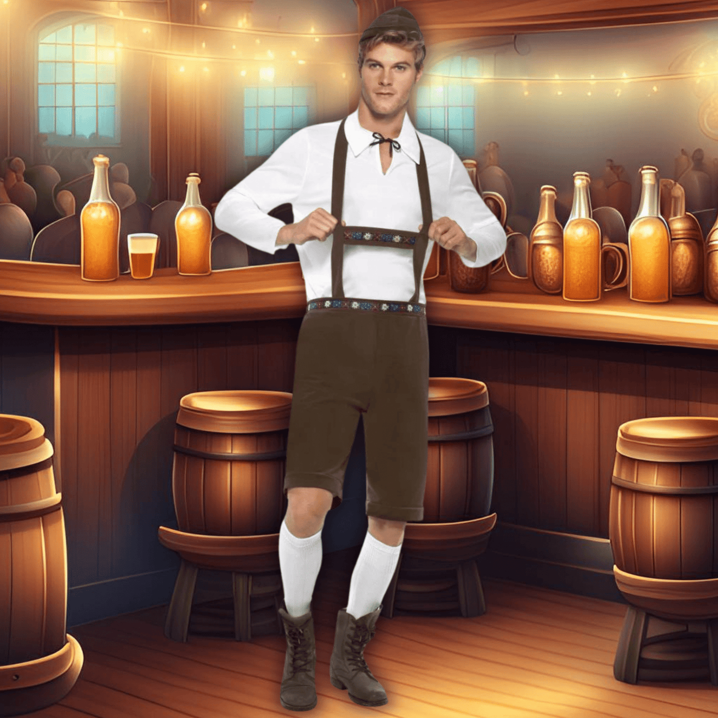 Men's Bavarian Costume in Brown | The Party Hut