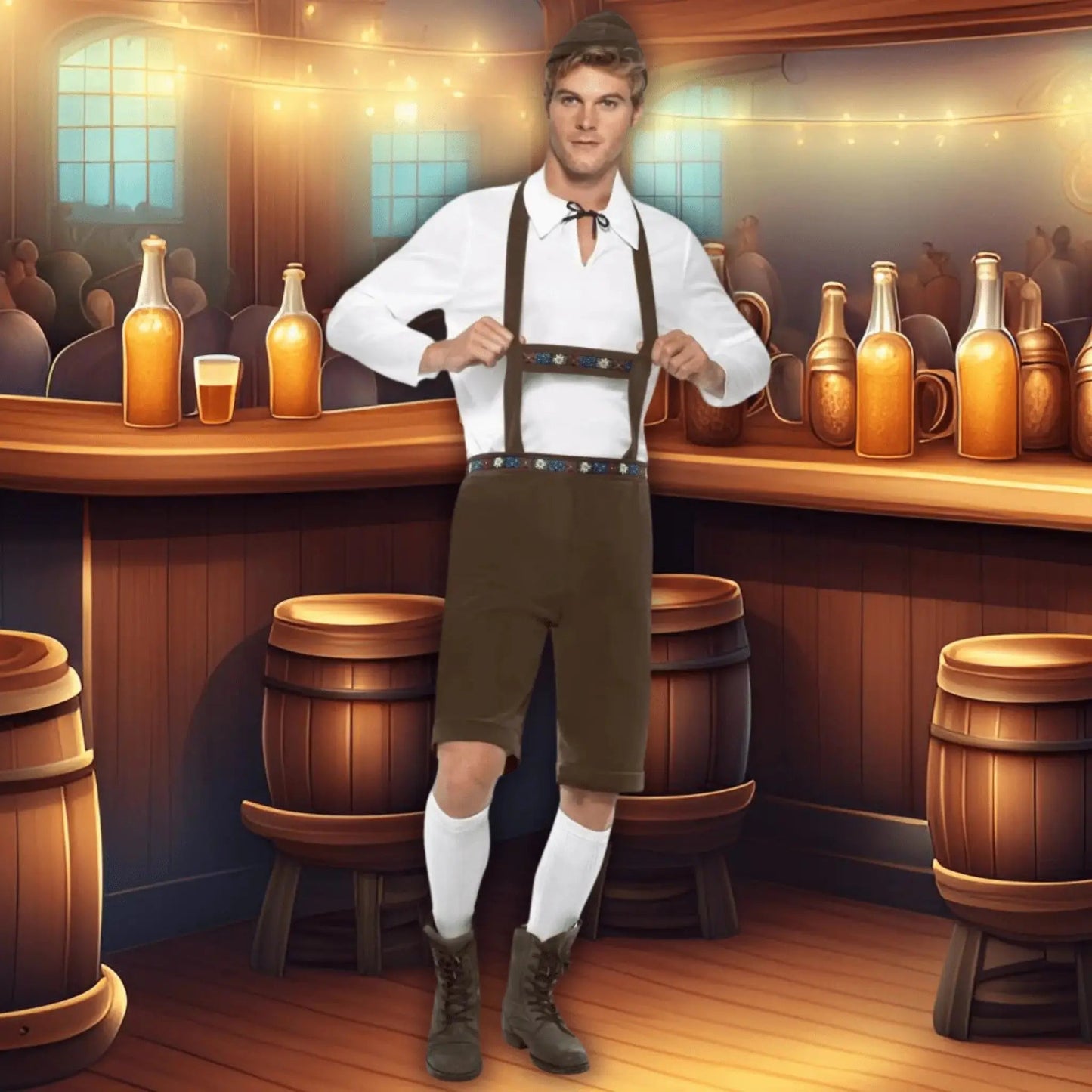 Men's Bavarian Costume in Brown | The Party Hut