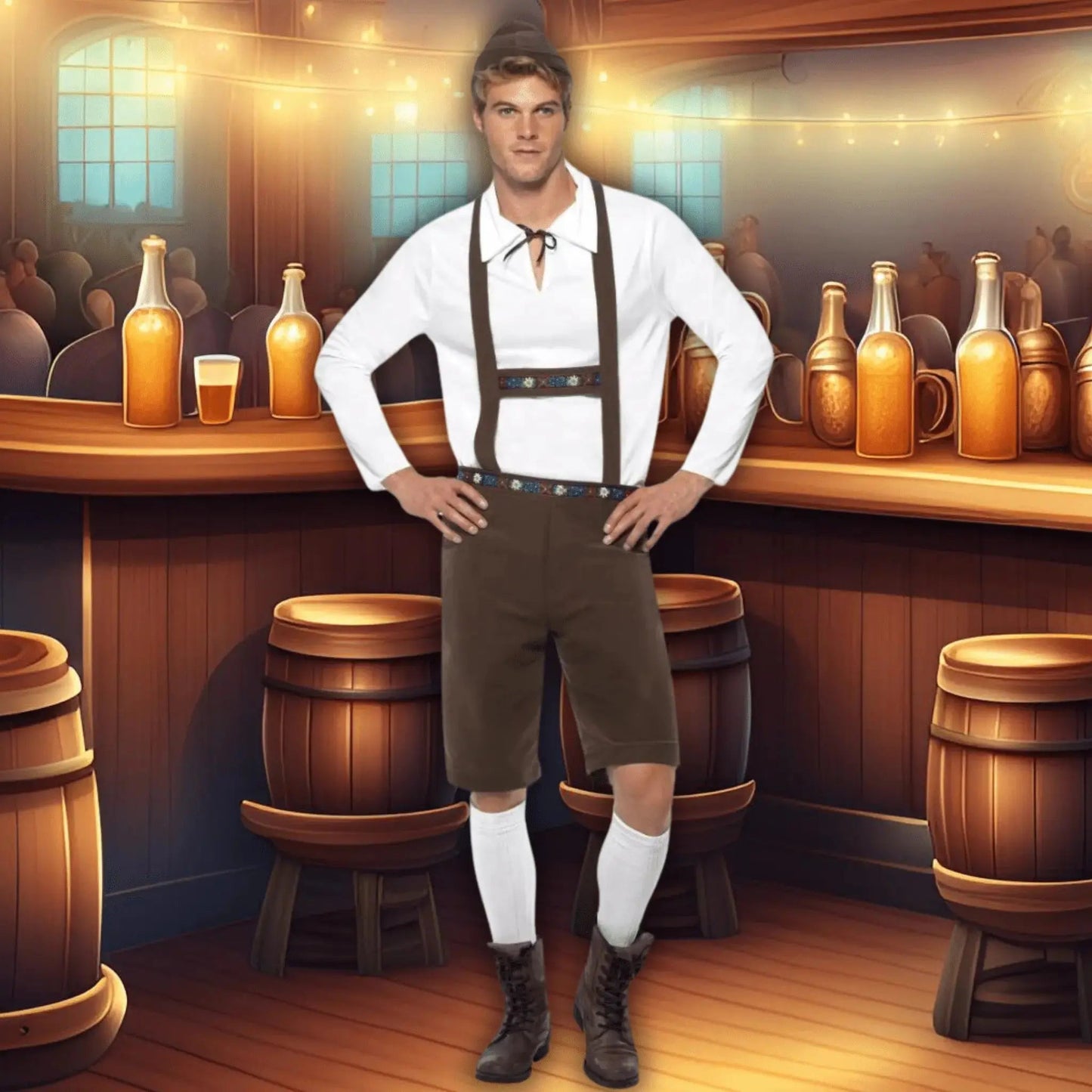 Men's Bavarian Costume in Brown | The Party Hut