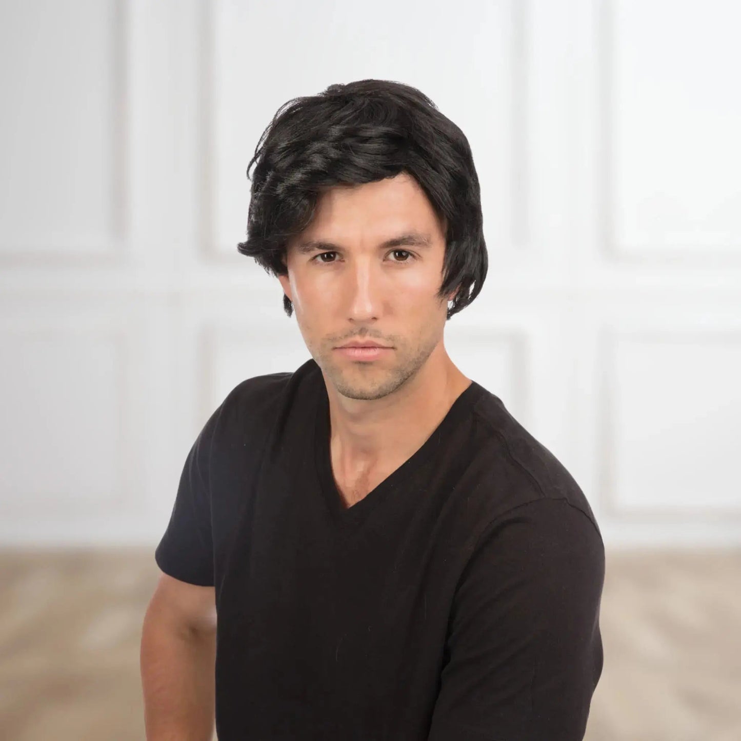 Men's Black Side - Parting Wig – Classic 1970s Style Hairpiece | The Party Hut