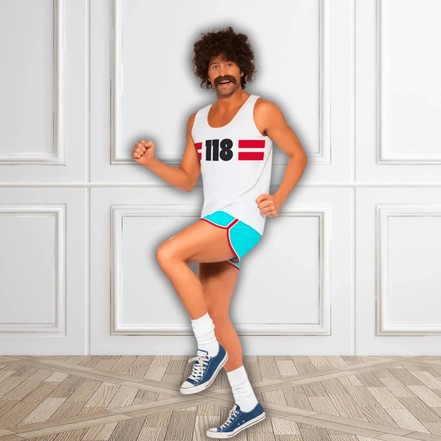 Men’s Retro Runner Fancy Dress Costume – 80s & 90s Themed Party Outfit | The Party Hut