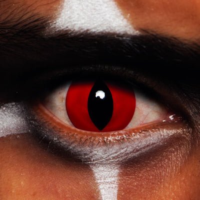 MesmerEyez Devil Red Coloured Contact Lenses – Fiery, Intense Look (1 DAY) | The Party Hut