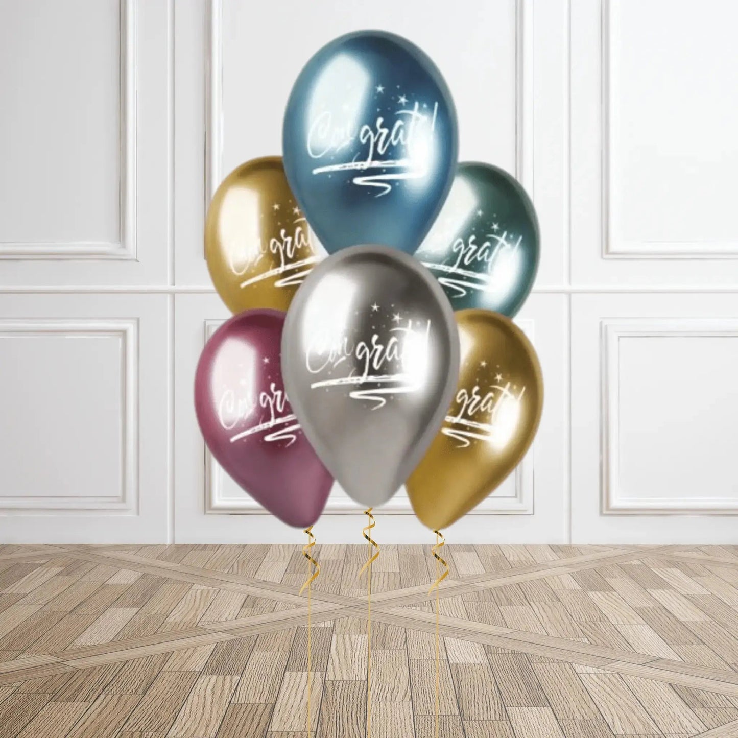 Metallic “Congrats” Balloons – Pack of 6 Latex Balloons | The Party Hut