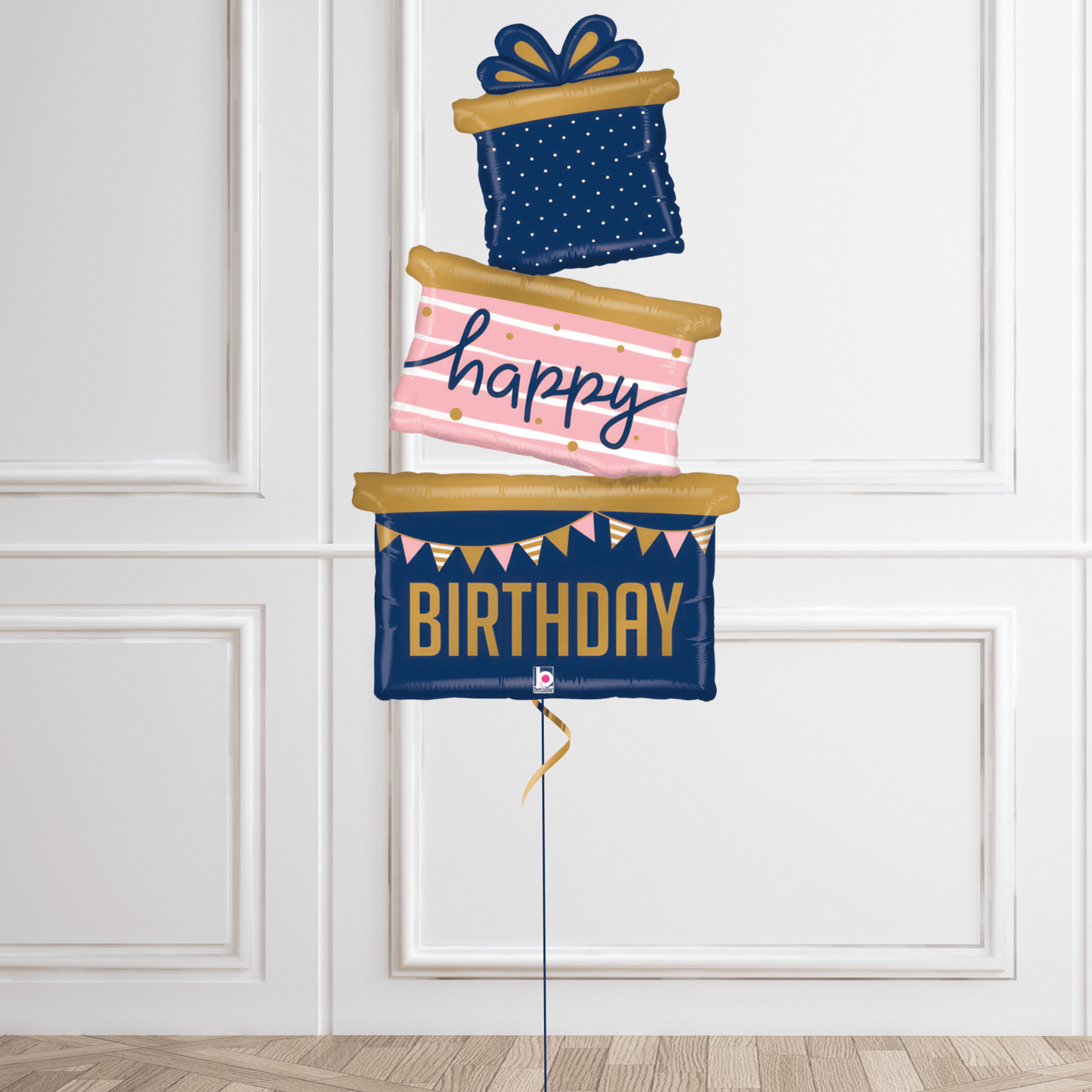 Navy Birthday Gift Trio Helium Balloon – Stylish Party Decoration | The Party Hut