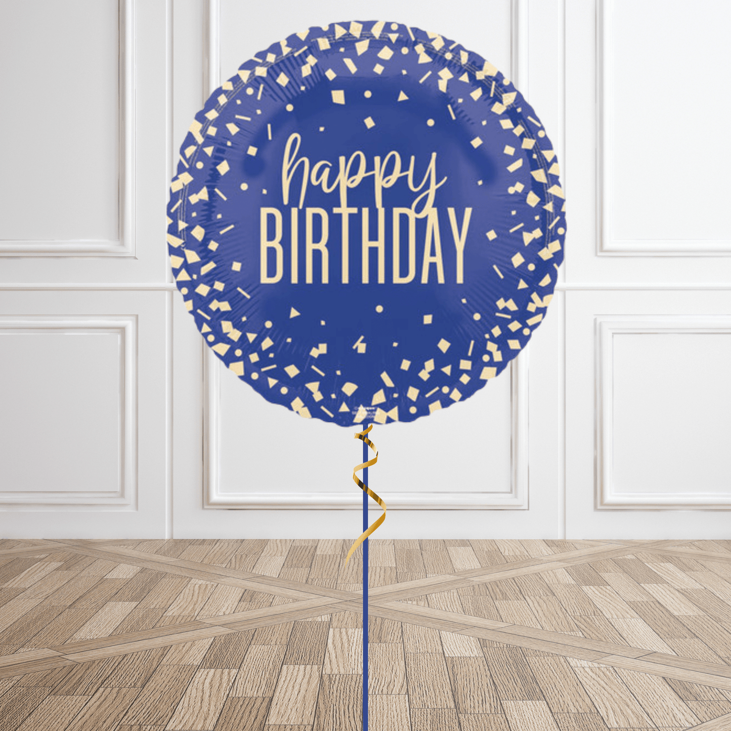 Navy Blue and Gold Birthday Helium Balloon – Elegant Party Decoration | The Party Hut