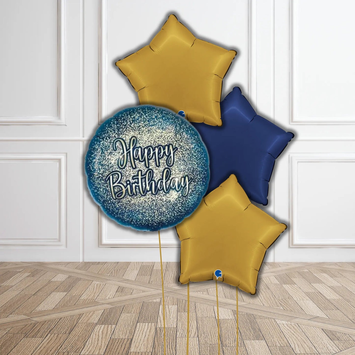 Navy & Gold Happy Birthday Balloon Bouquet | The Party Hut