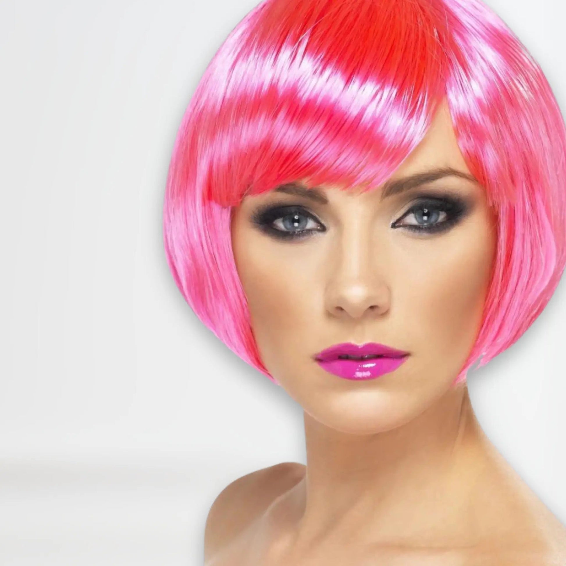 Neon Pink Short Bob Babe Wig with Fringe