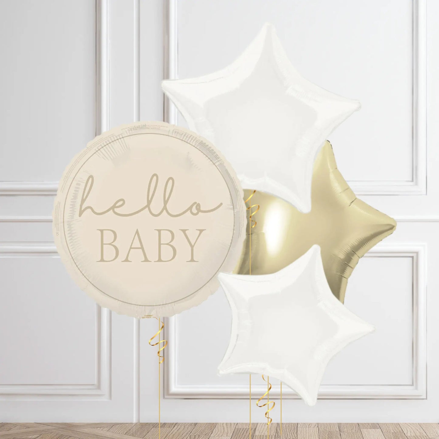 Neutral "Hello Baby" Balloon Bouquet | The Party Hut