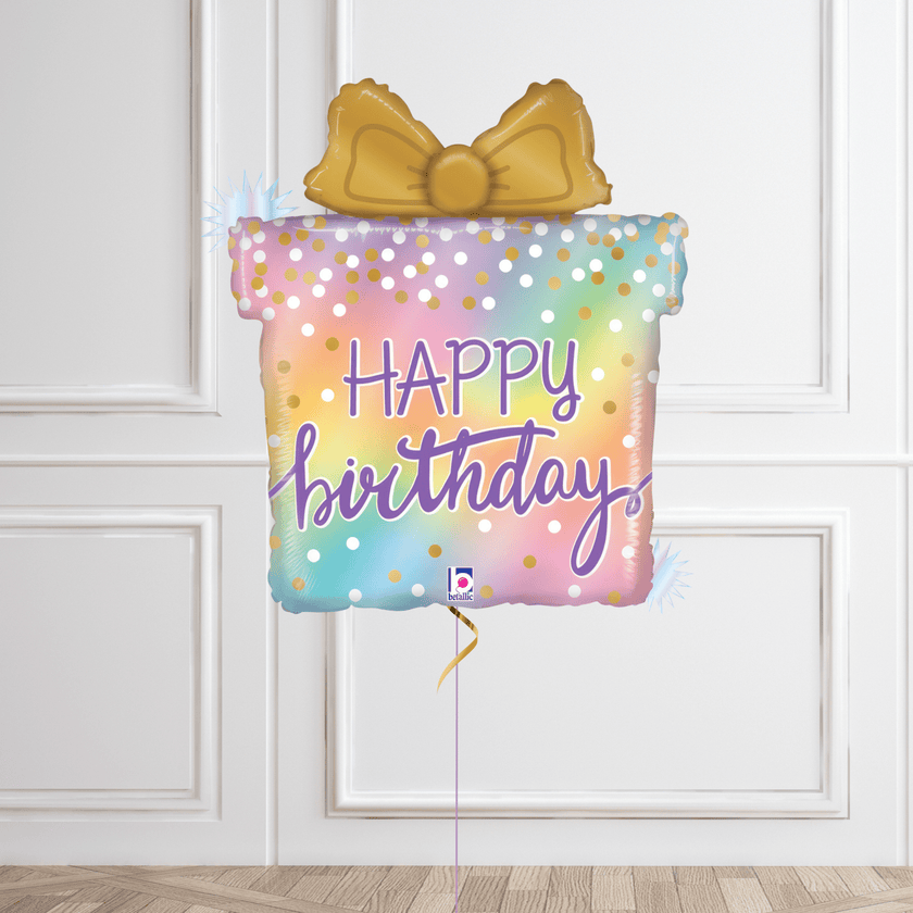 Opal Birthday Present Helium Balloon – Pastel Gift-Themed Party Decoration