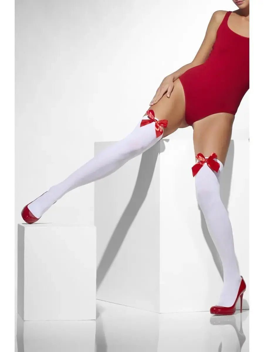 Opaque Hold - Ups, White, with Red Bows | The Party Hut