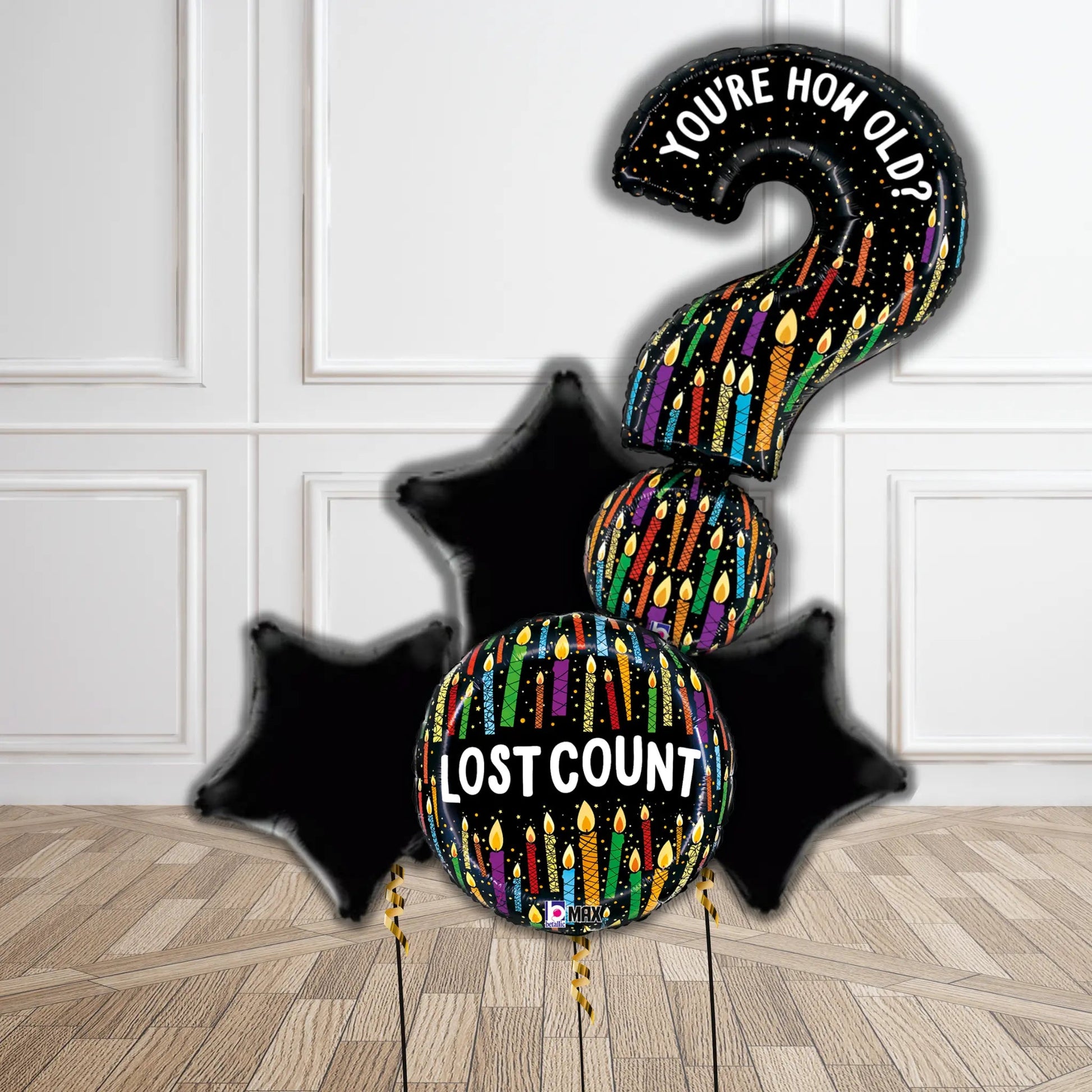 Over-the-Hill Question Mark Birthday Balloon Bouquet