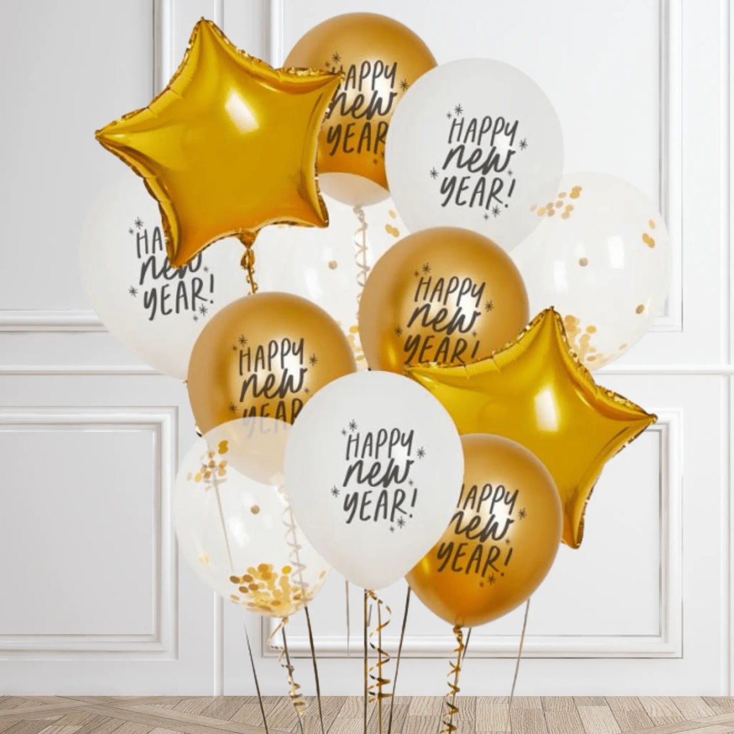 Pack of 12 New Year Balloon Bouquet - includes helium fill | The Party Hut