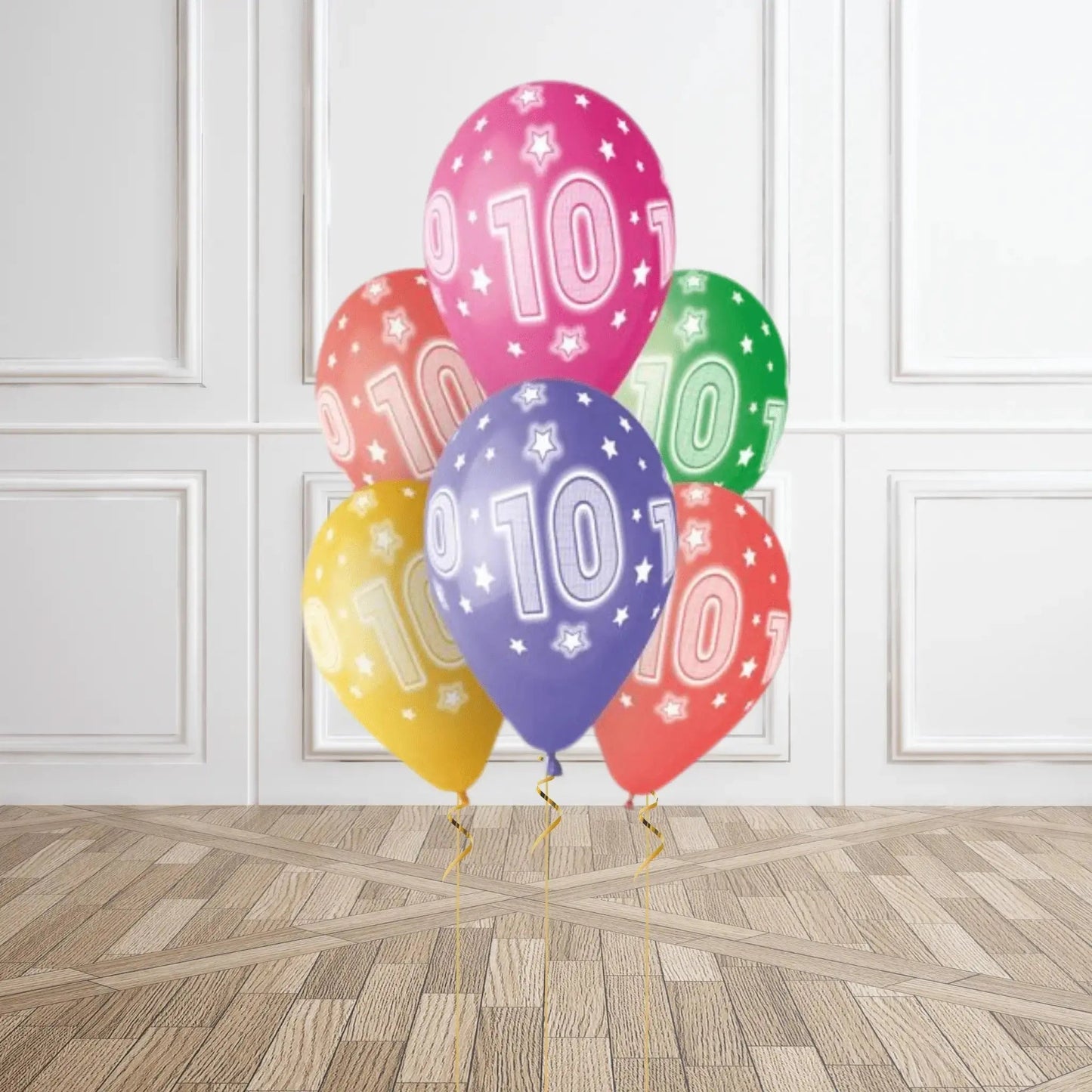 Pack of 6 10th Birthday Latex Balloons - Helium Option Available | The Party Hut