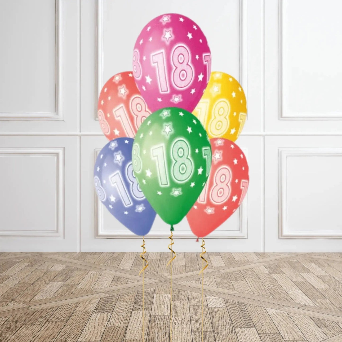 Pack of 6 18th Birthday Latex Balloons - Helium Option Available | The Party Hut