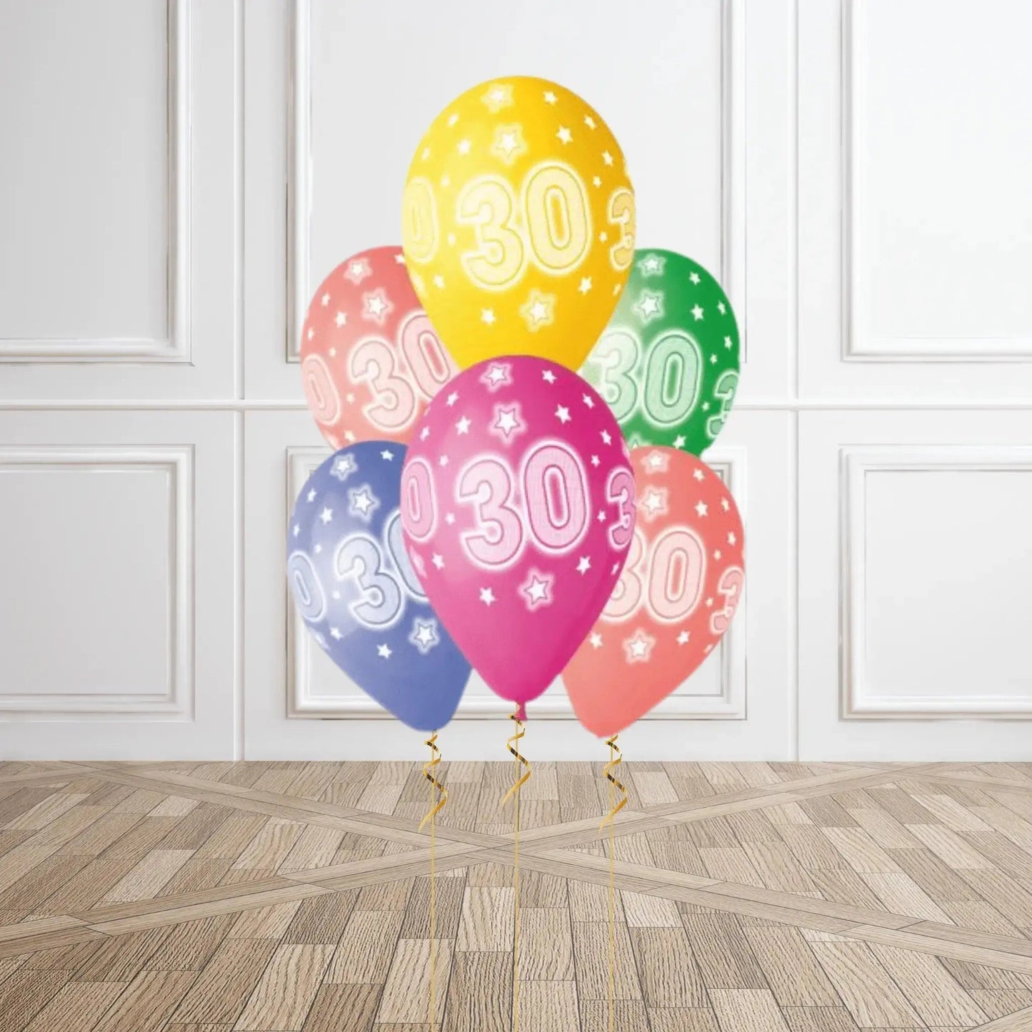 Pack of 6 30th Birthday Balloons - Helium Option Available | The Party Hut