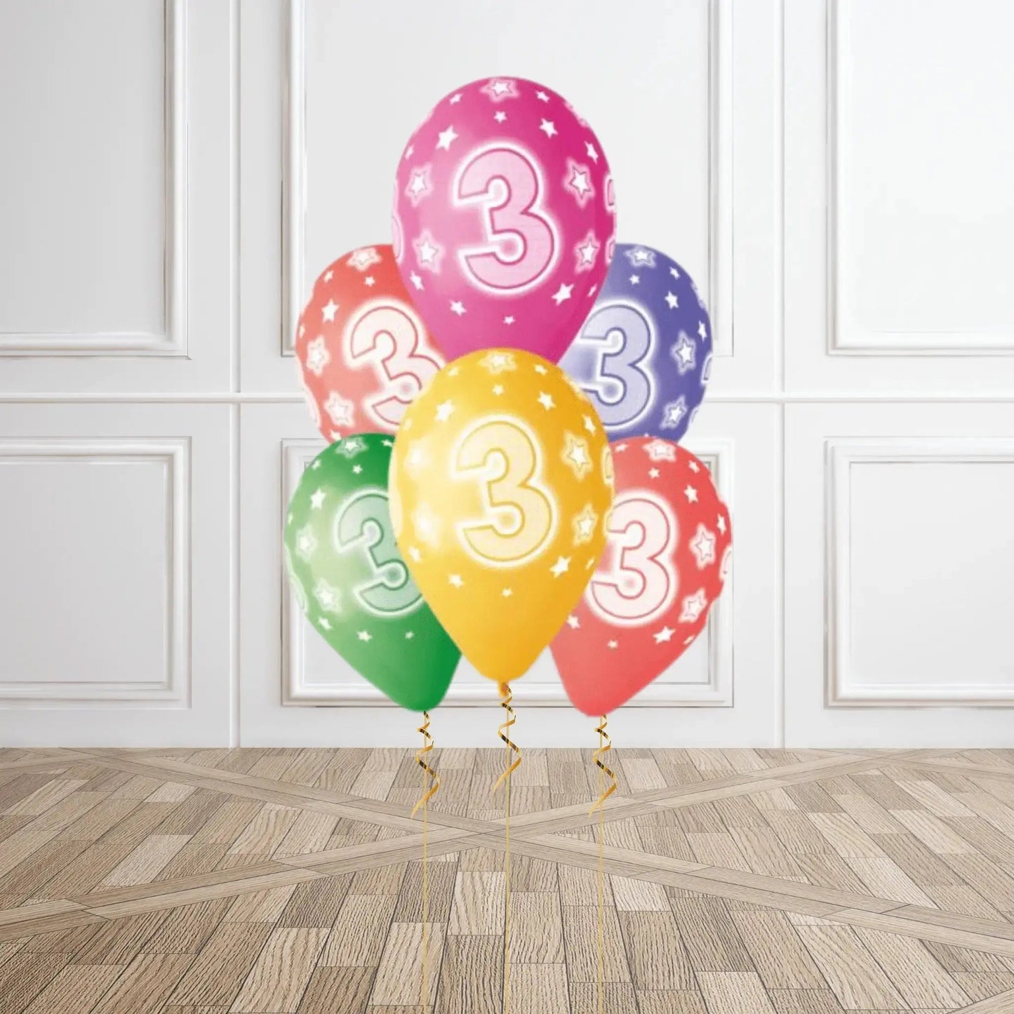 Pack of 6 3rd Birthday Balloons - Helium Option Available | The Party Hut