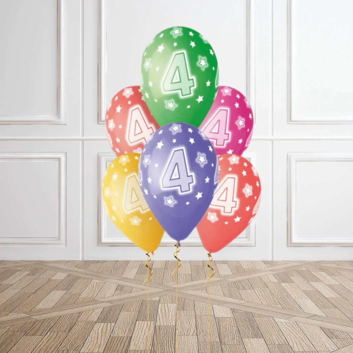 Pack of 6 4th Birthday Balloons - Helium Option Available | The Party Hut