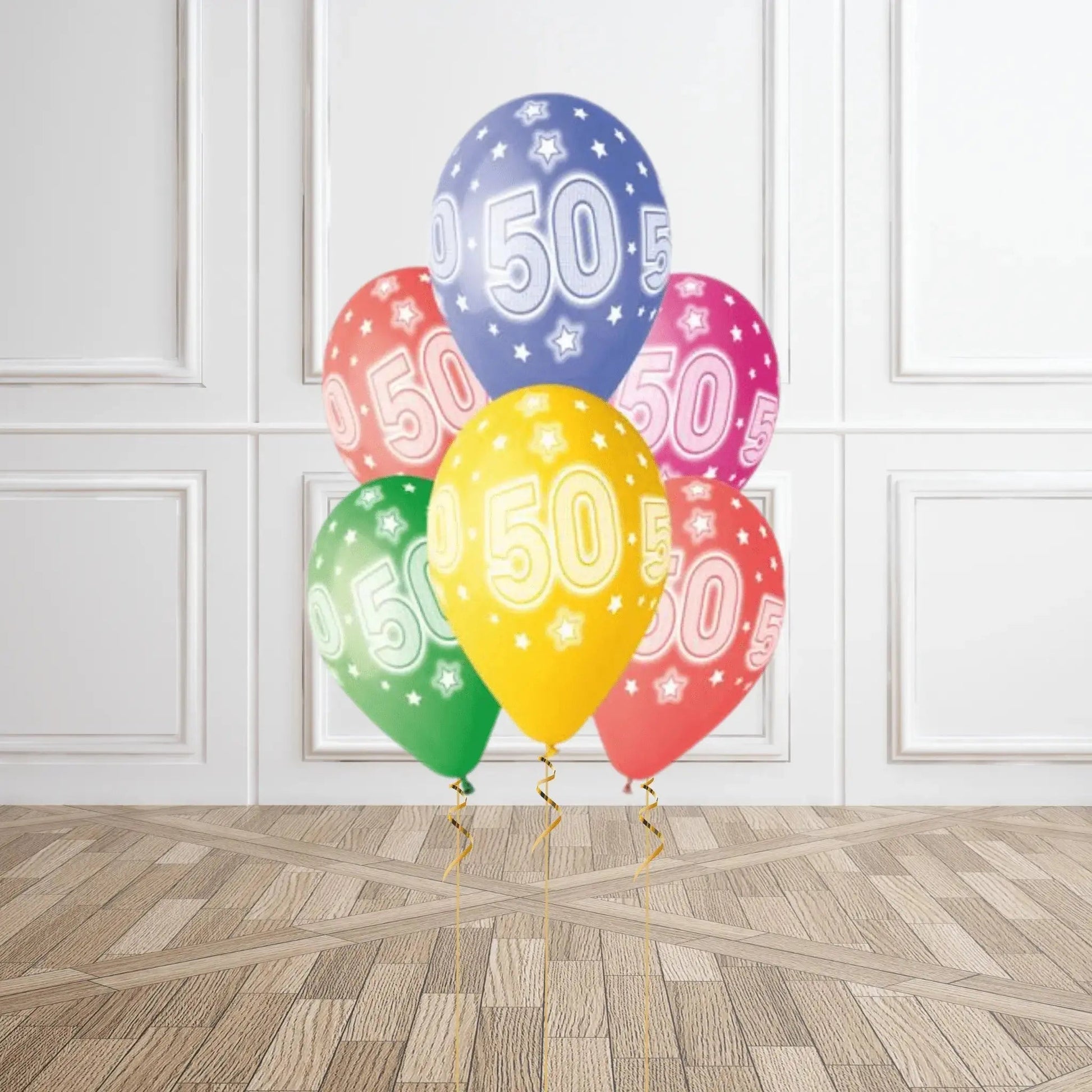 Pack of 6 50th Birthday Balloons - Helium Option Available