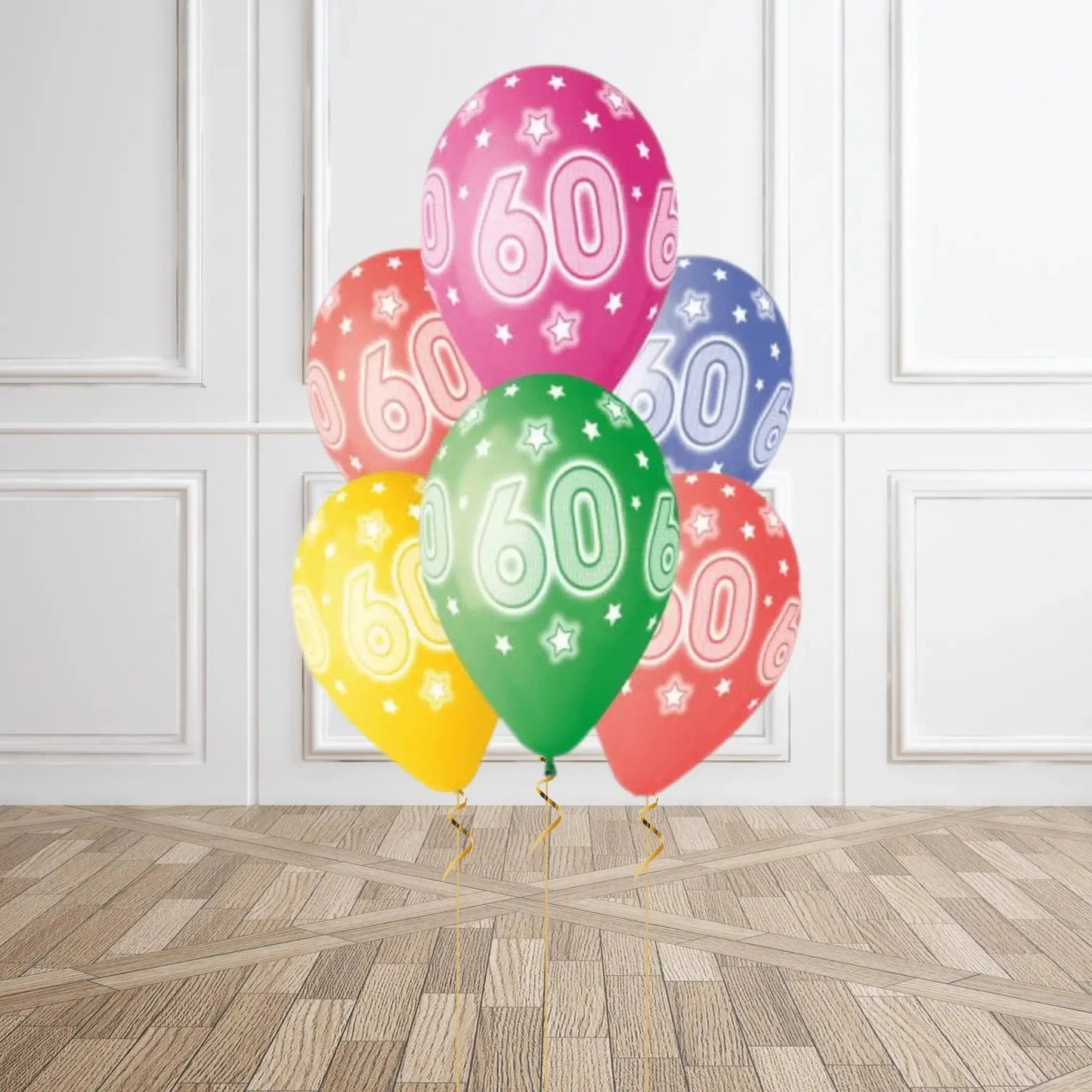 Pack of 6 60th Birthday Balloon - Helium Option Available | The Party Hut