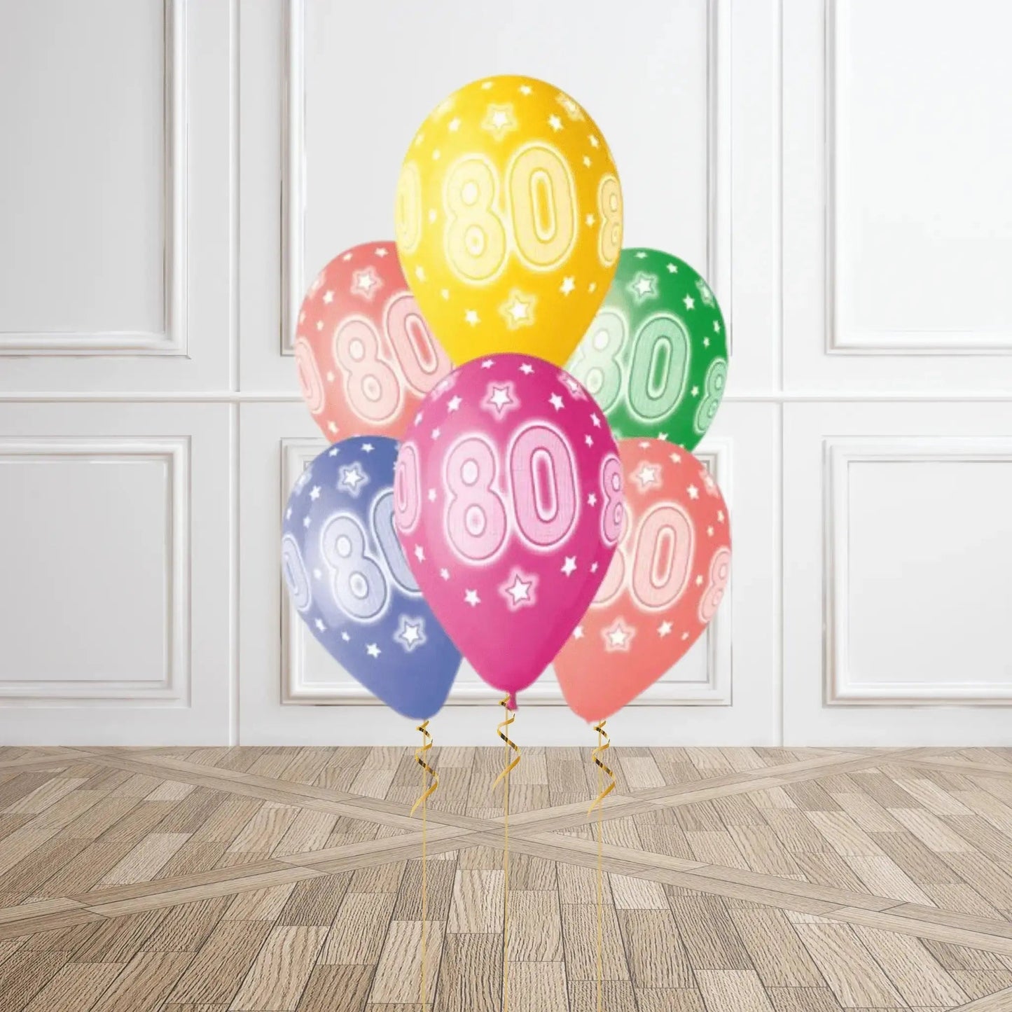 Pack of 6 80th Birthday Balloons - Helium Option Available | The Party Hut