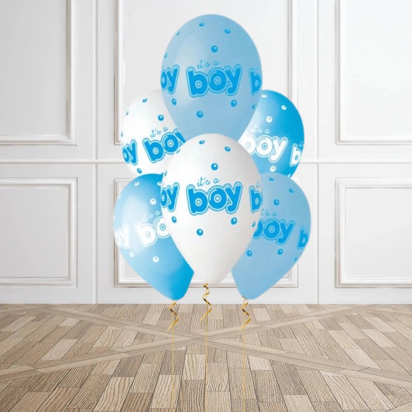 Pack of 6 Baby Boy Latex Balloons - Helium Option Available | The Party Hut