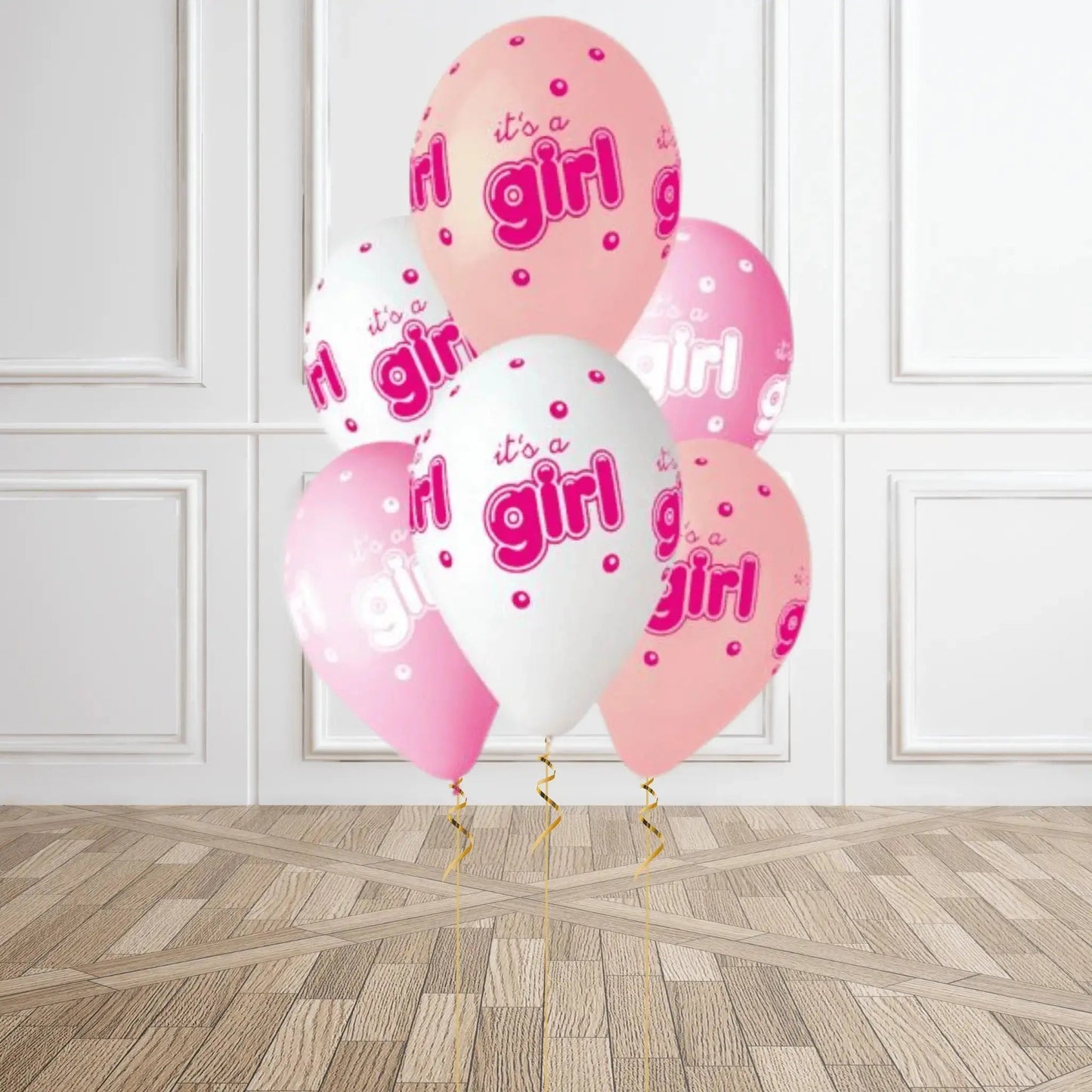 Pack of 6 Baby Girl Latex Balloons - Helium Option Available | The Party Hut