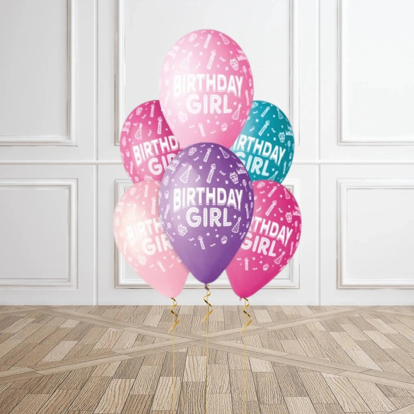 Pack of 6 Birthday Girl Balloons - Helium Option Available | The Party Hut