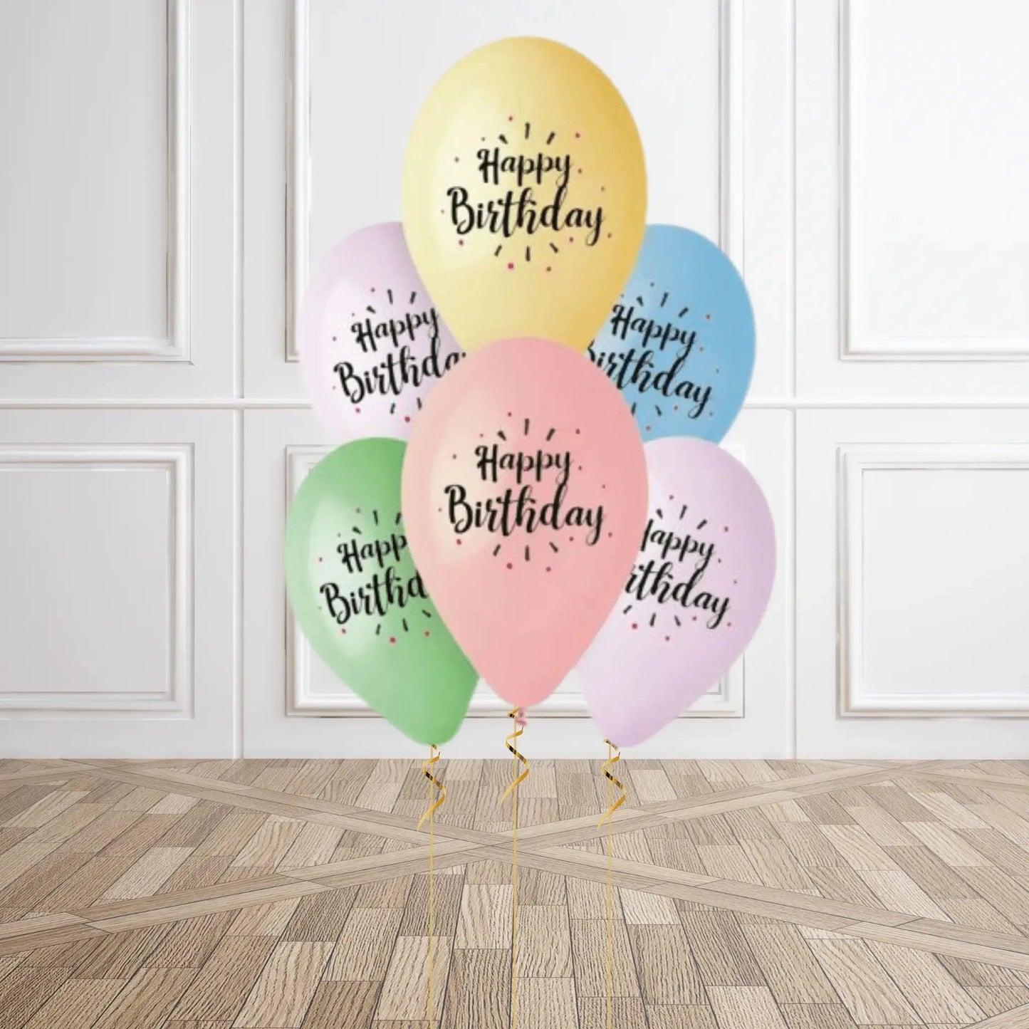 Pastel Happy Birthday Balloons – Pack of 6 with Helium Option | The Party Hut