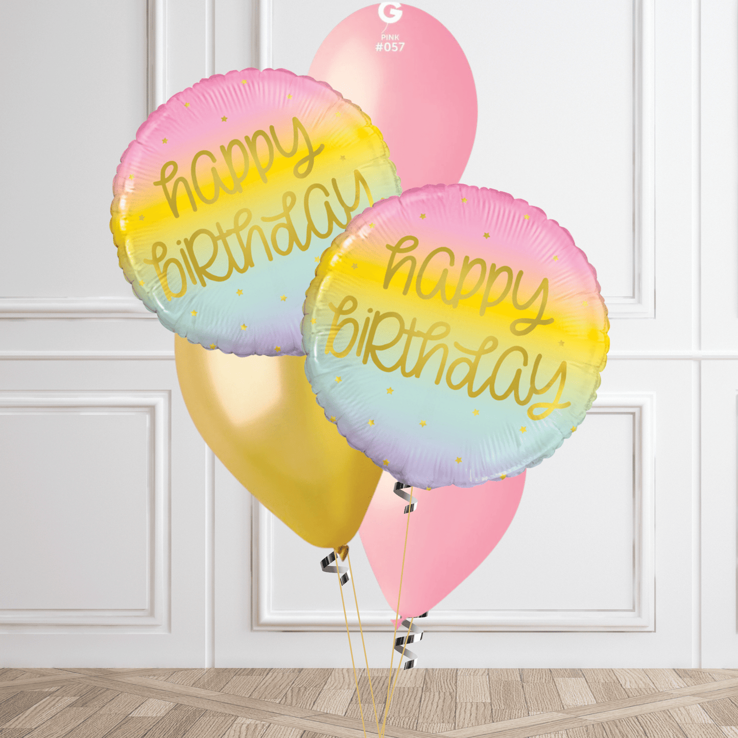 Pastel Ombre "Happy Birthday" Balloon Bouquet | The Party Hut