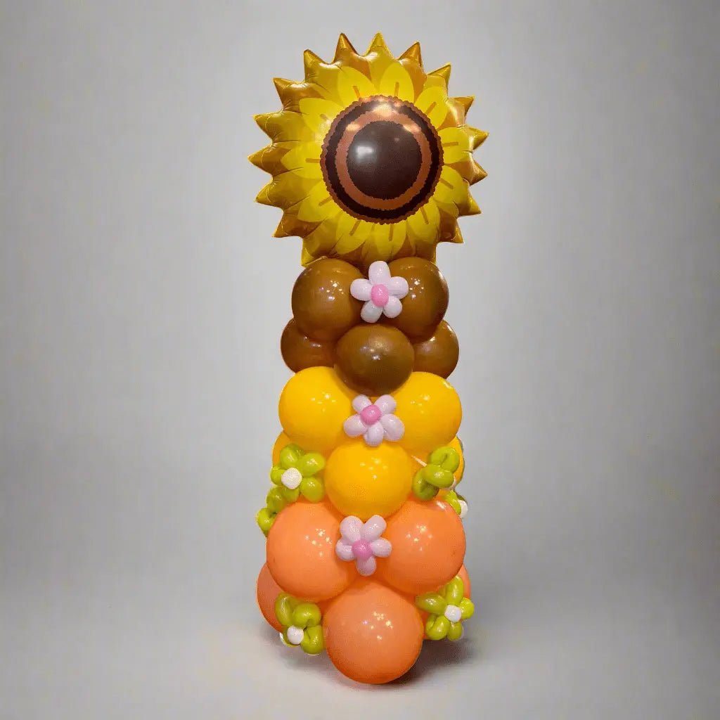 Peachy Sunflower Balloon Stack