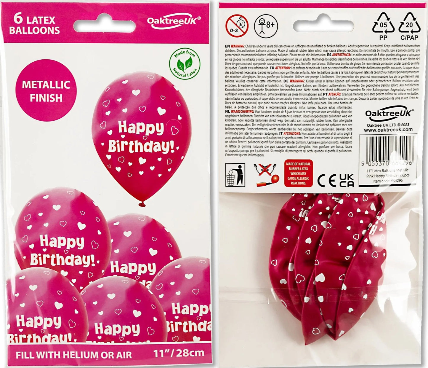 Pink Birthday Balloons 6pk | The Party Hut