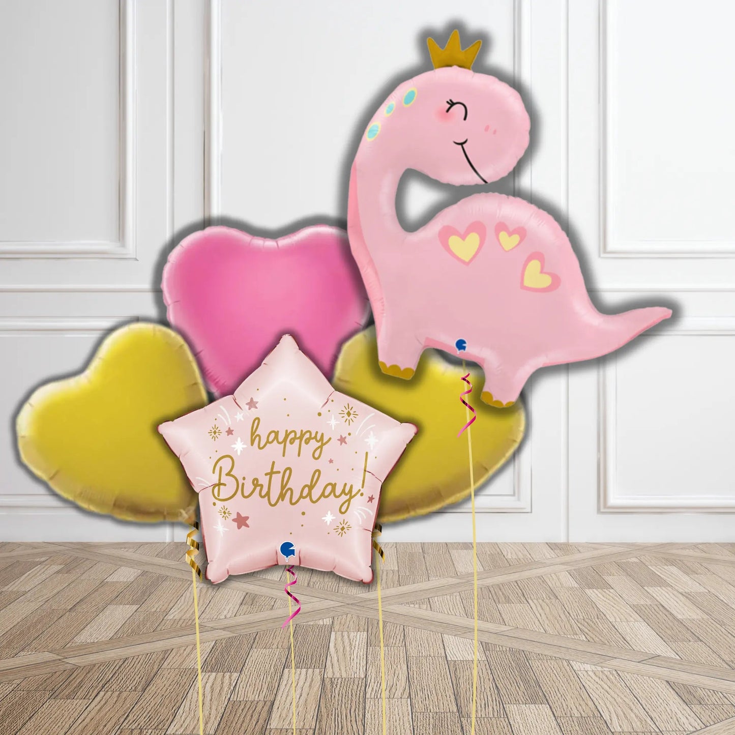 Pink Dinosaur Princess Birthday Balloon Bouquet | The Party Hut