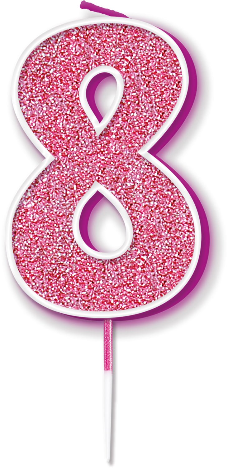 Pink No.8 Cake Candle