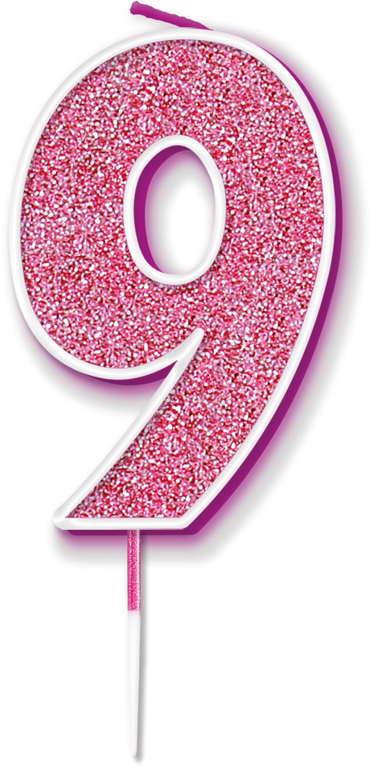 Pink No.9 Cake Candle