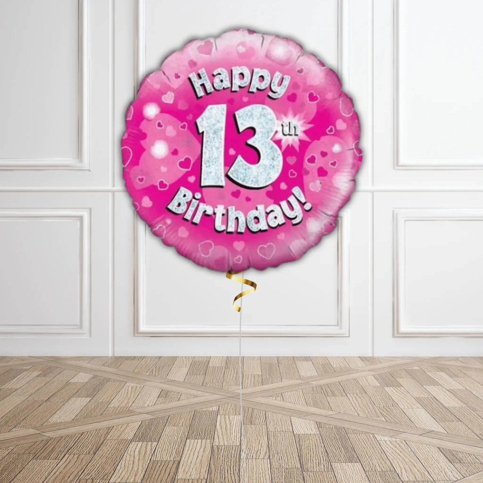 Pink Sparkle 13th Birthday Holographic Balloon