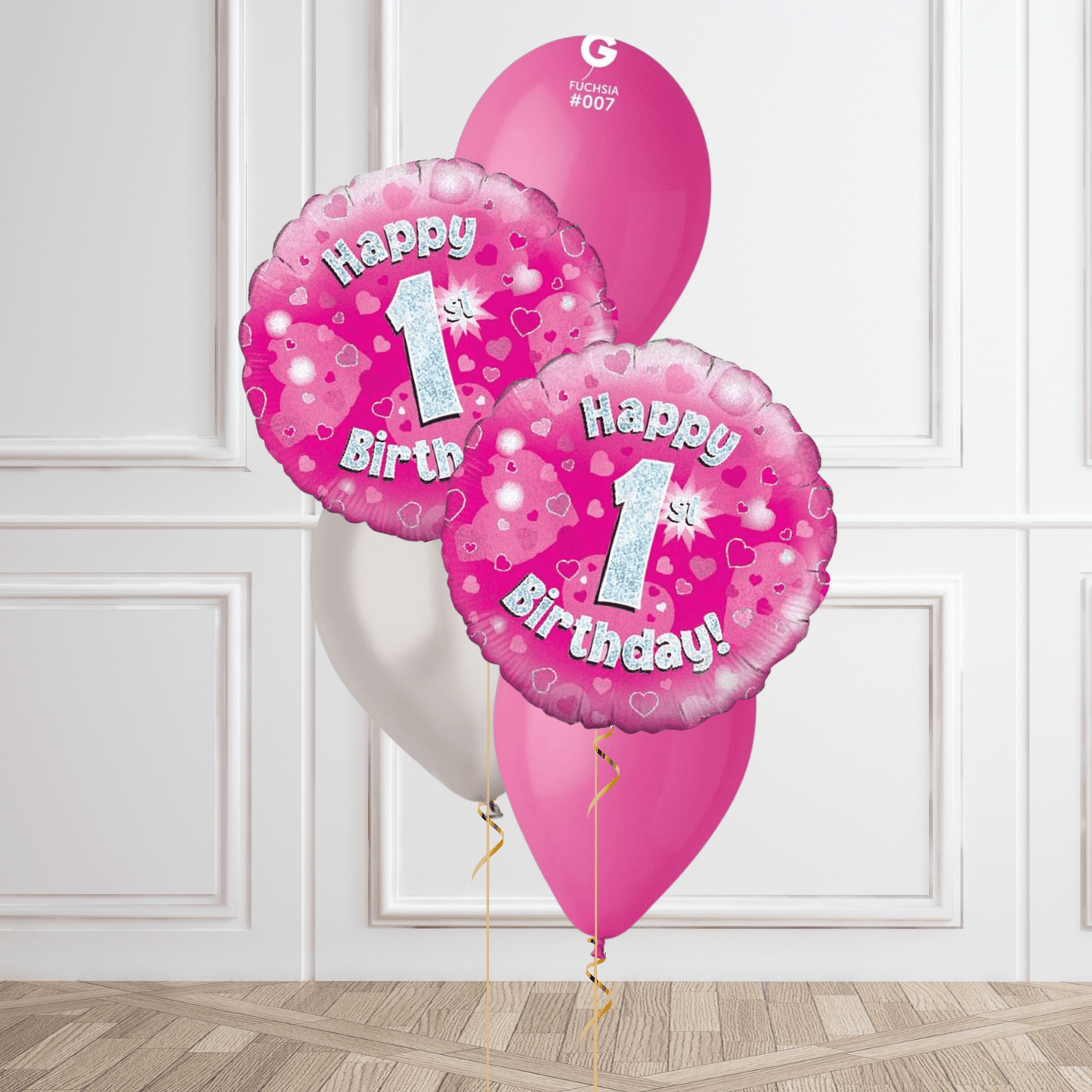 Pink Sparkle 1st Birthday Balloon Bouquet | The Party Hut