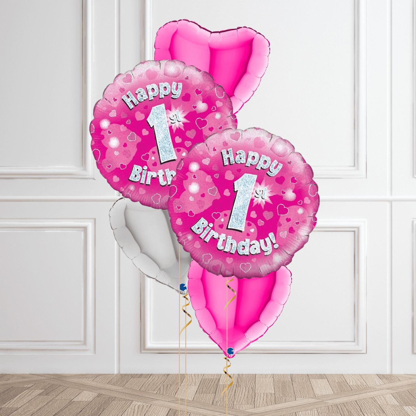 Pink Sparkle 1st Birthday Balloon Bouquet | The Party Hut