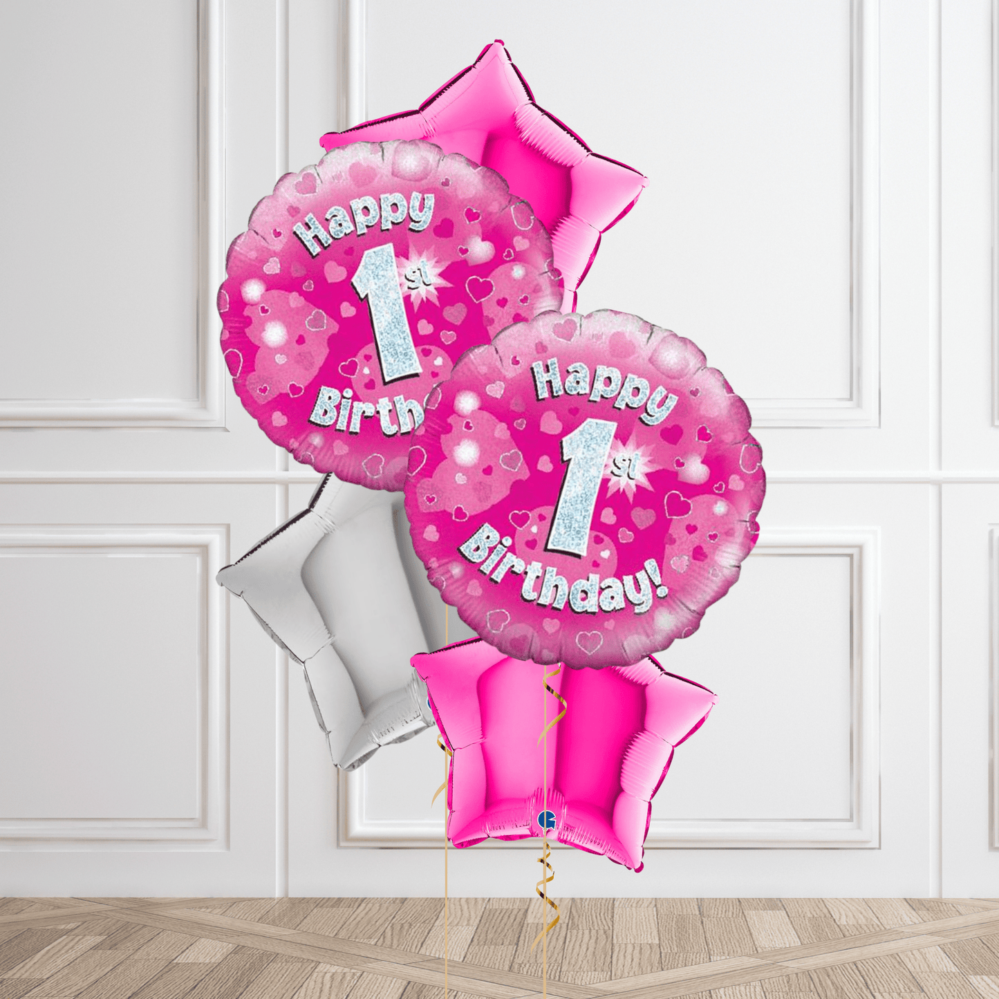 Pink Sparkle 1st Birthday Balloon Bouquet | The Party Hut