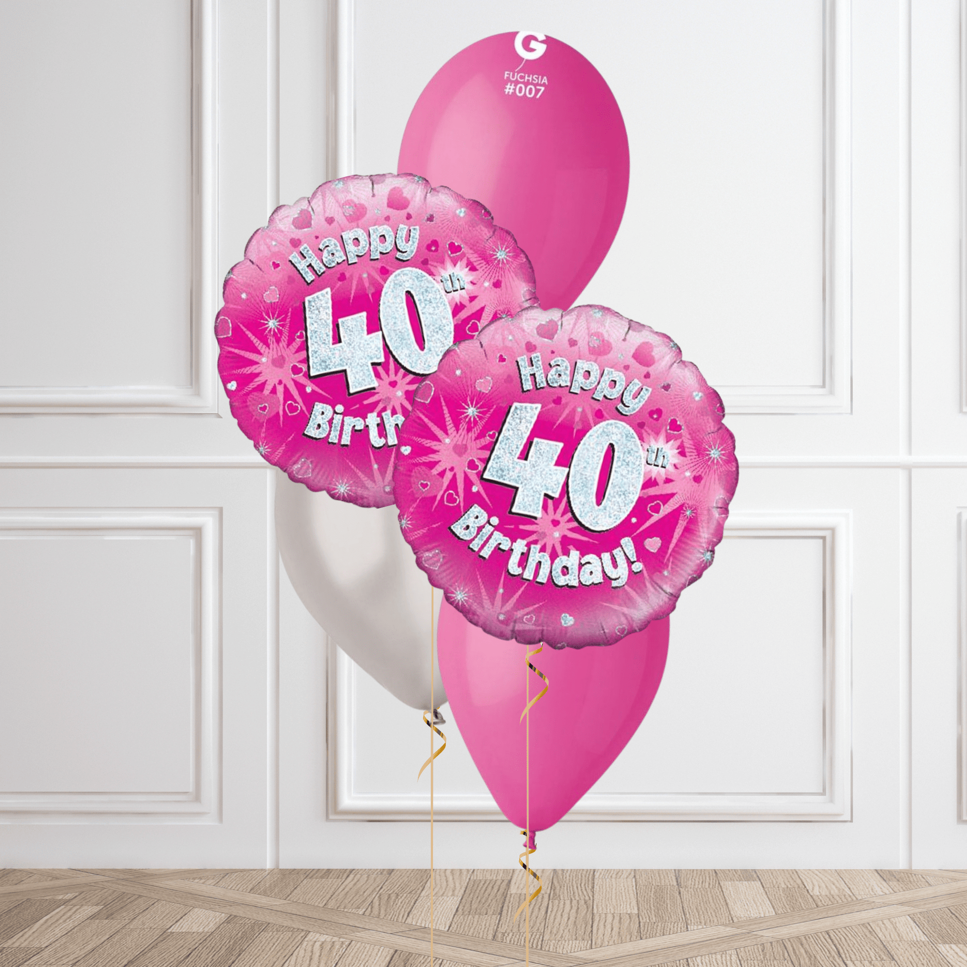 Pink Sparkle 40th Birthday Balloon Bouquet