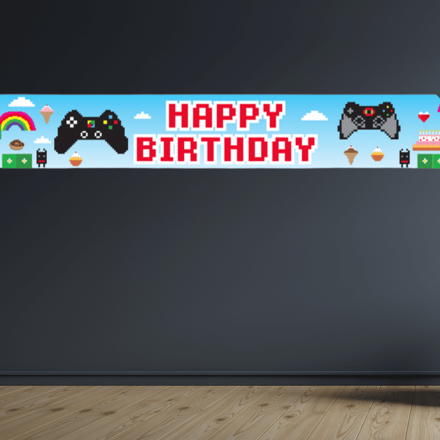 Pixel Game Birthday Holographic Banner – 2.7m | The Party Hut