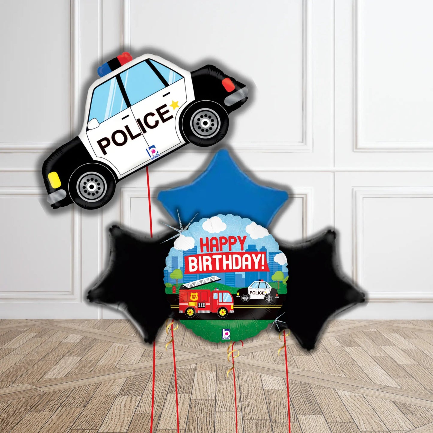 Police Car Birthday Balloon Bouquet Set | The Party Hut