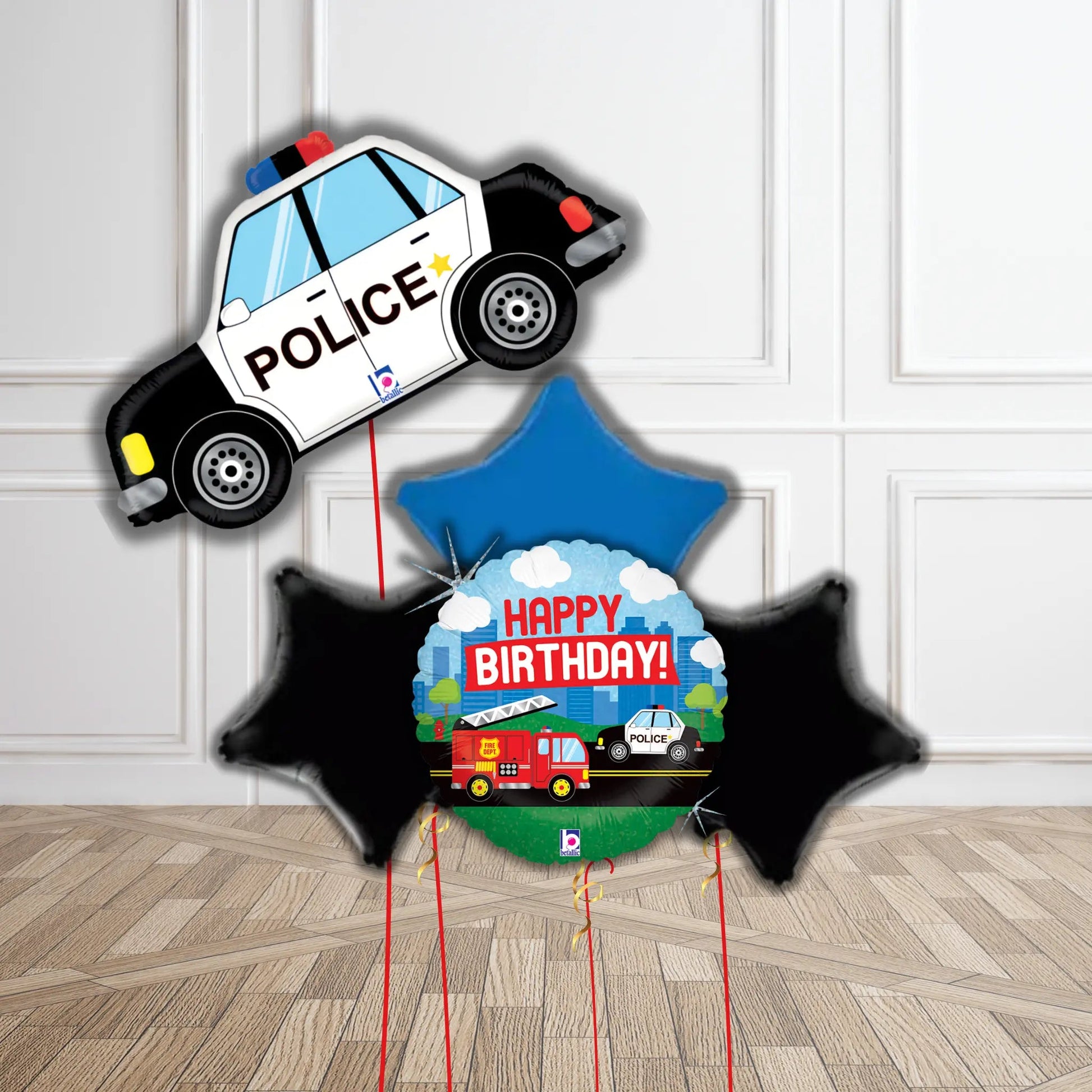 Police Car Birthday Balloon Bouquet Set