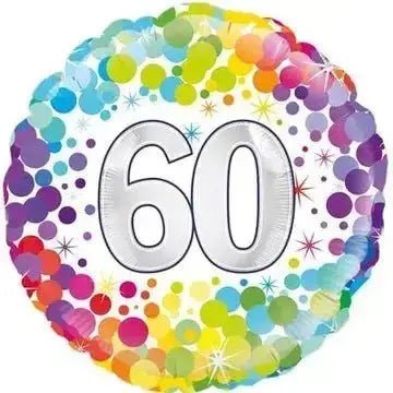 Rainbow Confetti, Age 60 Balloon | The Party Hut